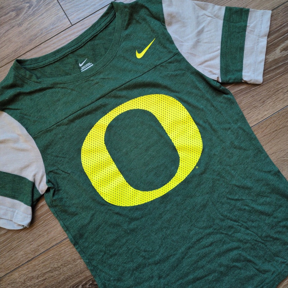 Nike University of Oregon Big "O"‎ Short Sleeve T-Shirt - Yellow Green Stripe S